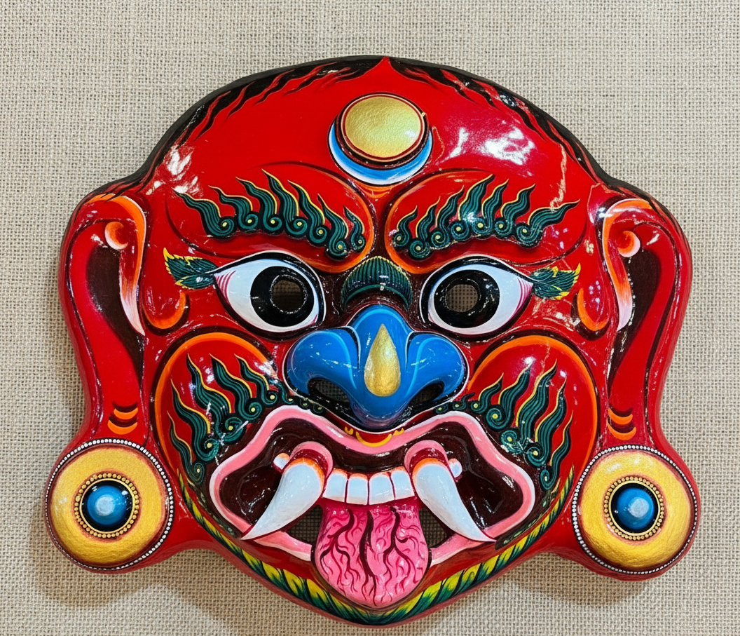 Hand-Painted Traditional Lakhey Mask (30cm)